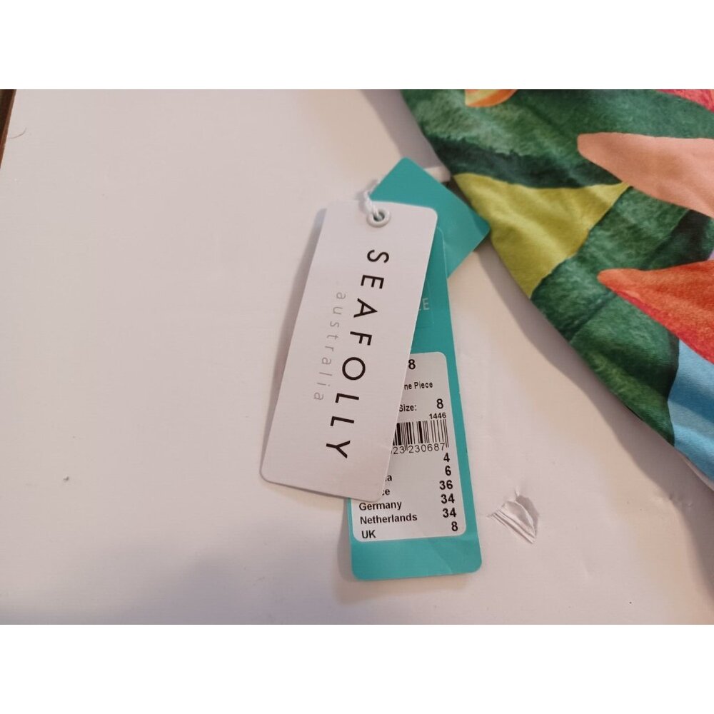 Sea Folly NWT One Shoulder Reversible One Piece Aquamarine Swimsuit Size 4 - Picture 2 of 6